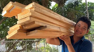 Building a Stylish Bar Counter from Recycled Wood. Efficient Pallet Wood Recycling Project.