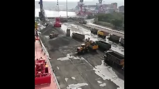 Export of coal from Russia. Unloading of a cargo ship.