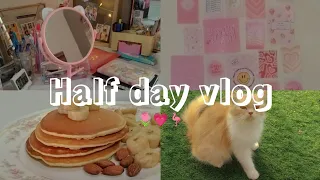 Half day vlog🌷/pan cake🥞/Room DIY💗/cartoon mirror🦩