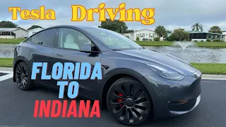 2023 Tesla Model Y Performance Driving from Florida to Indiana Full Self Driving Using Superchargers