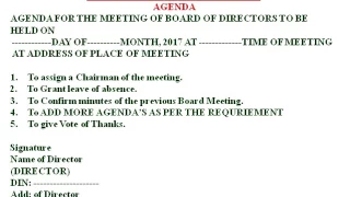 BOARD MEETING AGENDA FORMAT