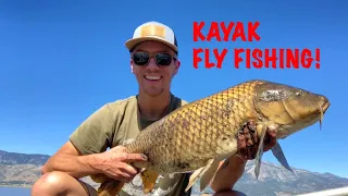 Fly Fishing For BIG Carp (KAYAK FISHING)