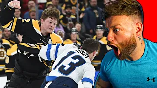 HOLY HELL! | SOCCER FAN Reacts to NHL: ROOKIES DROPPING THE GLOVES!