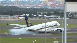 WILDEST A380 LANDING EVER CAPTURED?! Singapore Airlines Airbus A380 Crazy Landing at Sydney Airport!