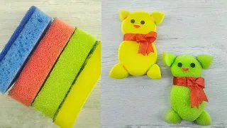 🐻TOO SIMPLE, SO CUTE to make a teddy bear from a dish sponge 🐻Easy DIY Crafts