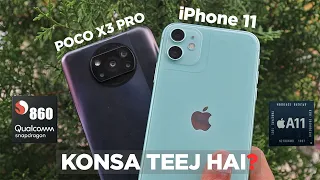 iPhone 11 VS POCO X3 PRO SPEED TEST KONSA TEJ HAI?