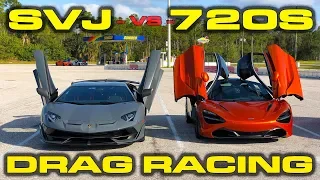 217 MPH! * Lamborghini Aventador SVJ vs McLaren 720S Drag Racing 1/4 Mile