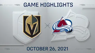 NHL Highlights | Golden Knights vs. Avalanche - Oct. 26, 2021