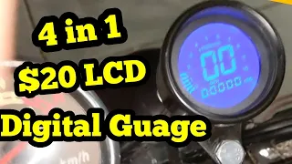 Universal 4 in 1 LCD Gauge Install Moped/Motorcycle