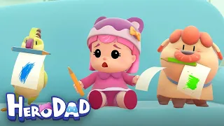 Pet Drawing Game | Hero Dad | Cartoon for Toddlers and Children | 1 Hour +