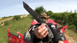 TOPS ANACONDA WOODMASTER TANTO POINT - 1095 CARBON - KNIFE DESTRUCTION TEST - UNTIL IT BREAKS