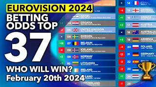 🏆📊 Who will be the WINNER of EUROVISION 2024? - Betting Odds TOP 37 (February 20th)