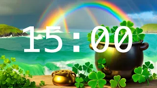 15 Minute Countdown Timer with Alarm for St Patrick's Day | Relaxing Music for Classroom