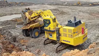 Komatsu PC2000 Front shovel x HD785 Top soil Loading on Mining coal #alatberat #komatsu #caterpillar