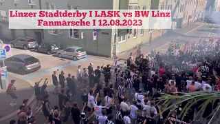 Linzer Derby 12. August 2023 Fanmärsche auf die Gugl