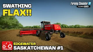 SWATHING FLAX!! [Edgewater Saskatchewan] FS22 Timelapse # 1