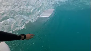 POV SURFING PUMPING HEAVY BEACH BREAK (Raw barrels, turns, airs)