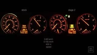 BMW X5 E70 35d stock vs stage 2   0-100 racelogic acceleration, 402m