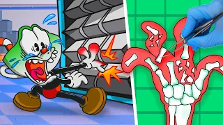 Little Cuphead Injured😖 How To Fix Broken Fingers || Poppy Playtime Animation || Stop Motion Paper