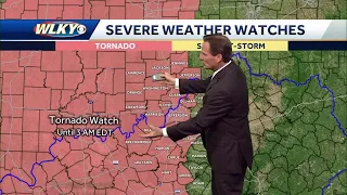 Western parts of Kentucky, including Louisville under tornado watch