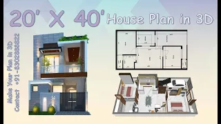 Plan 02 || 20 X 40 House plan 3D || 800 sq.ft || 2 BHK || Jagdamba Architecture