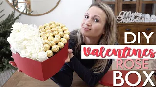 DIY Valentines Day Rose Box Tutorial with Ferrero Rocher Chocolates! Flower Gift Ideas for Her