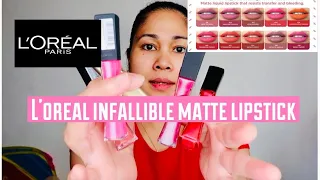 L'OREAL INFALLIBLE MATTE LIQUID LIPSTICKS TRY ON + REVIEW BY MARZ DRUM