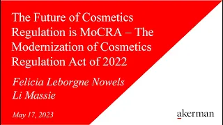 The Future of Cosmetics Regulation is MoCRA - The Modernization of Cosmetics Regulation Act