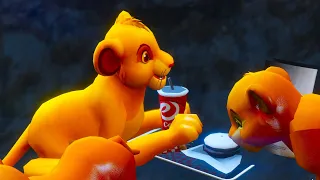 Simba saves his two little sisters from hyenas (Short Cinematic Movie)