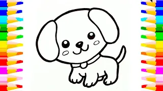 Cute Dog Painting & Coloring for Kids and Toddlers