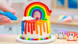 Colorful Miniature Rainbow Fondant Cake Decoration 🌈 Perfect Tiny Birthday Cake Of Mini Tasty