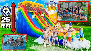 WE THREW THE KIDS THE BEST SUMMER MANSION POOL PARTY EVER 🥳& RENTED A 25 FEET WATER SLIDE😱!!