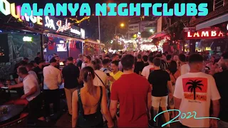 ALANYA NIGHT CLUBS  ! ALANYA NIGHTLIFE  ! ALANYA BAR STREET TOUR ! ALANYA ANTALYA 4K VIDEO !