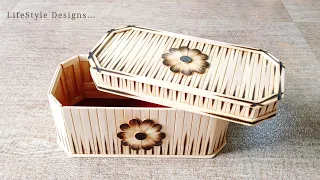 How to make a unique jewelry box with Popsicle sticks | Jewelry storage box