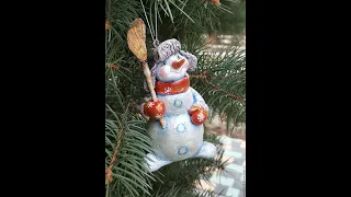 Елочная ватная игрушка Снеговик Игрушка из ваты  Мастер класс