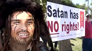 Satanic Temple Battles Christian Protesters In The Streets (its wild)