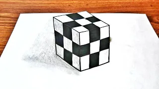 3D KÜP NASIL ÇİZİLİR / 3d Trick Art On Paper Realistic Cube
