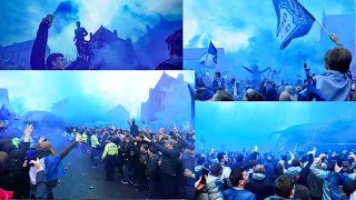 Goodison Road as Everton fans welcome the team ahead of today's game against Brentford#EVEBRE #EFC 🔵
