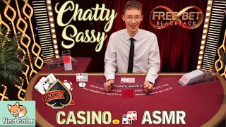 Unintentional ASMR Casino ♦️ Young Chatty & Charming Blackjack Dealer