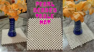 Pearl beaded table mat | How to make pearl table mat | DIY table mat | Macrame knots & beads