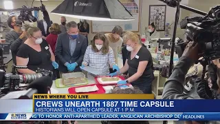 The 1887 copper time capsule found at the former Lee Monument to be opened this afternoon