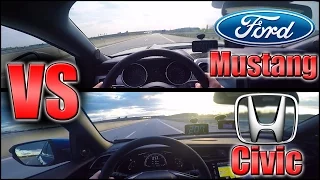 ⁉️😲2017 Honda Civic VTEC Turbo vs Mustang Ecoboost (0-240km/h) POV- Acceleration, Top speed TEST✔