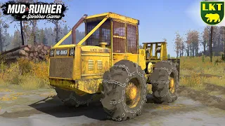 Spintires: MudRunner - LKT 81 Skidder Drags A Large Log Through The Mud