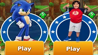 Sonic Dash vs Tag with Ryan - All Characters Unlocked and Fully Upgraded Android Gameplay