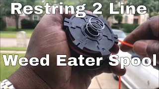 How To Restring a 2 sided spool on a string trimmer weed eater Murray M2510