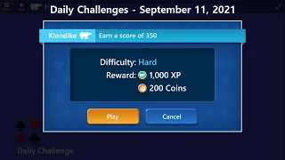 Microsoft Solitaire Collection | Klondike - Hard | September 11, 2021 | Daily Challenges