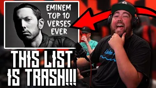 EMINEM TOP 10 VERSES OF ALL TIME | RAPPER REACTS