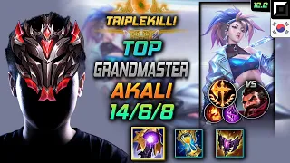 GrandMaster Akali Top vs Graves - 천상계 탑 아칼리 균열 정복자 - LOL KR 12.2