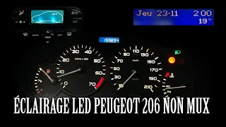 Remplacer l'éclairage compteur/horloge/climatisation par des Leds blanches Peugeot 206 non mux