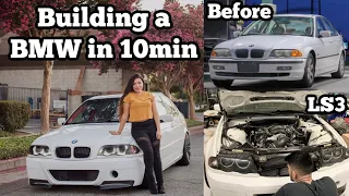 BUILDING A LS SWAPPED BMW IN 10 MINUTES!